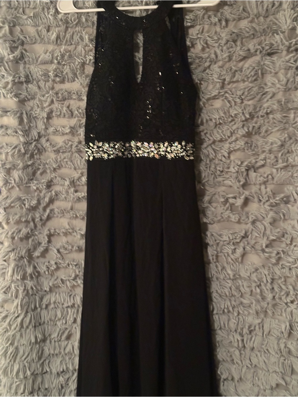Elegant Black Beaded Halter Prom Dress